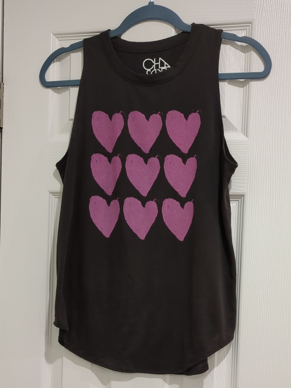 Chaser Black Tank with Magenta Heart Grid